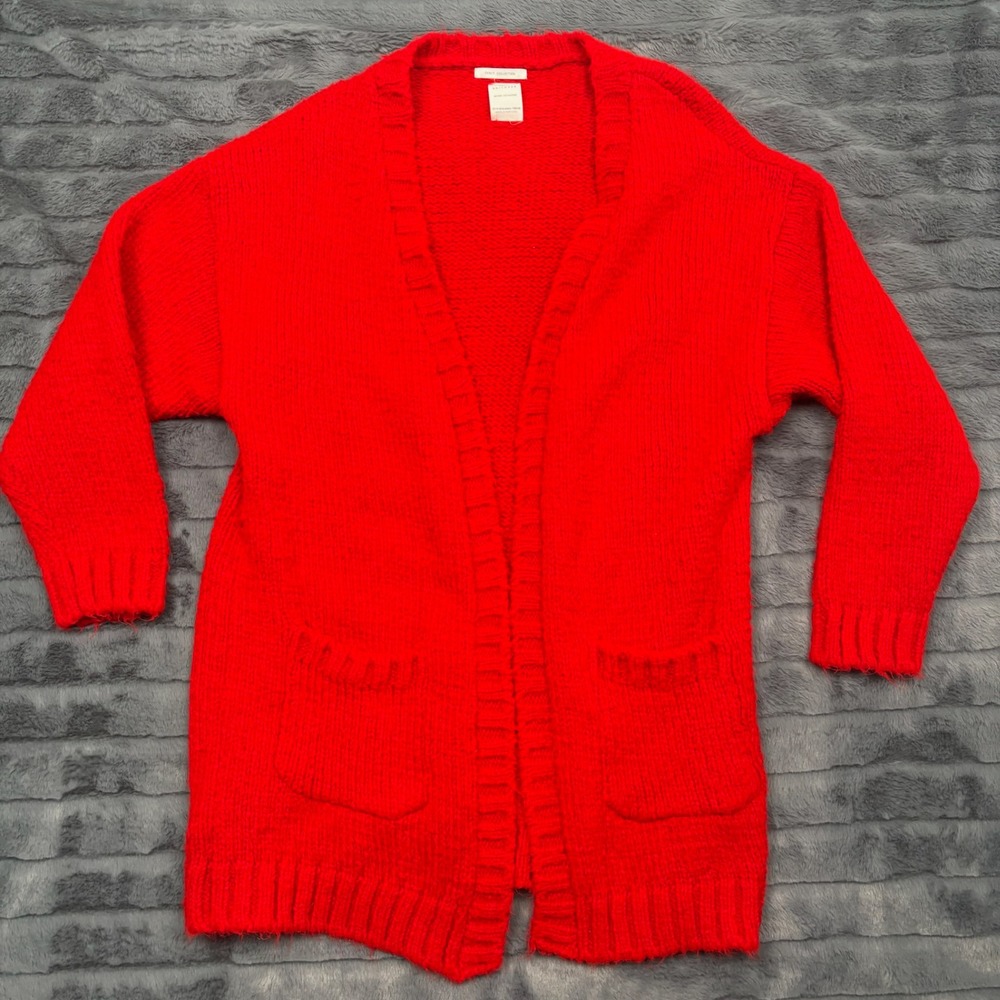 Zara Knitwear Fancy Collection Red Chunky Knit Open Cardigan Sweater Women XS S